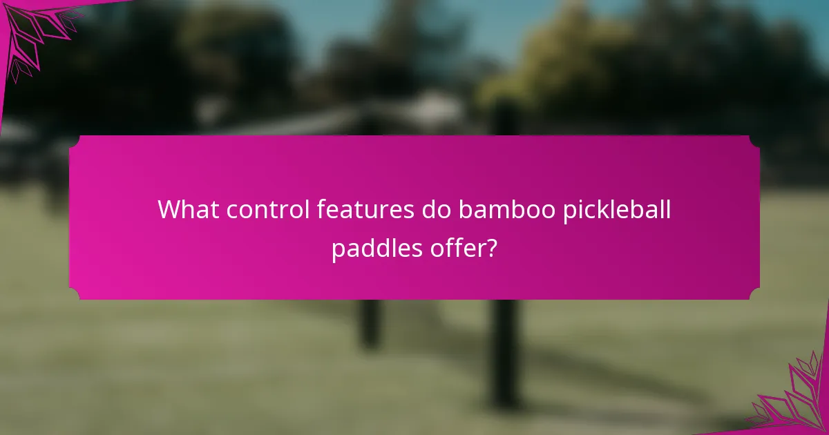 What control features do bamboo pickleball paddles offer?