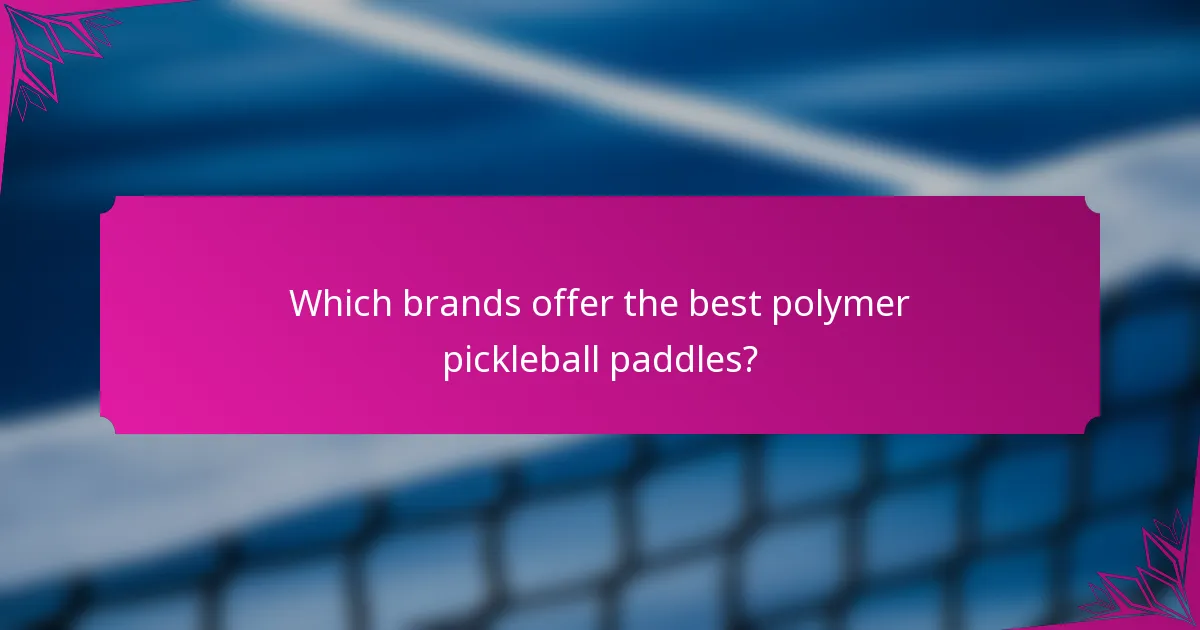 Which brands offer the best polymer pickleball paddles?