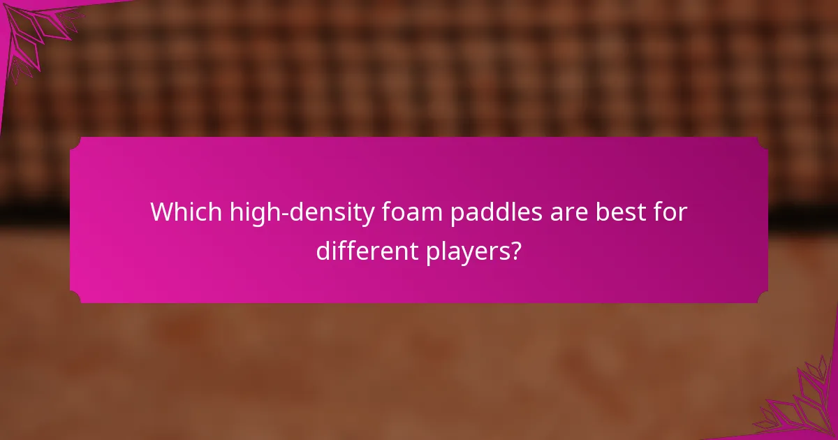 Which high-density foam paddles are best for different players?